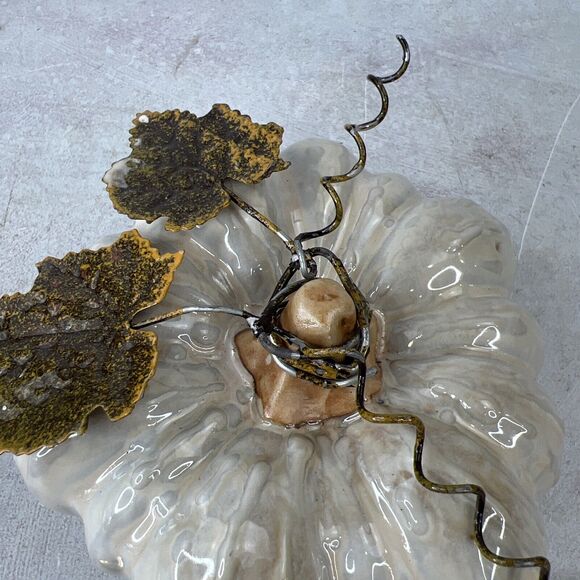 Designspirations 2004 Decorative Harvest Fall Pumpkin Ceramic Metal - Picture 9 of 14